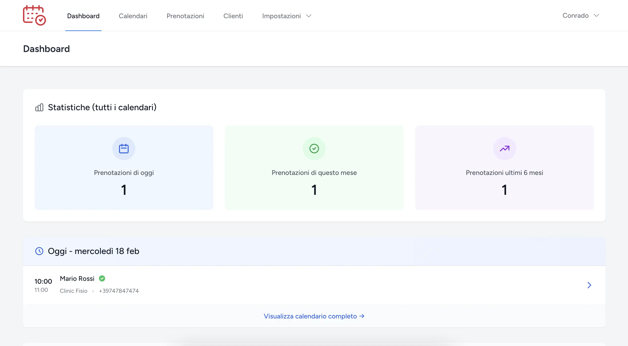 Dashboard PrenotaLink
