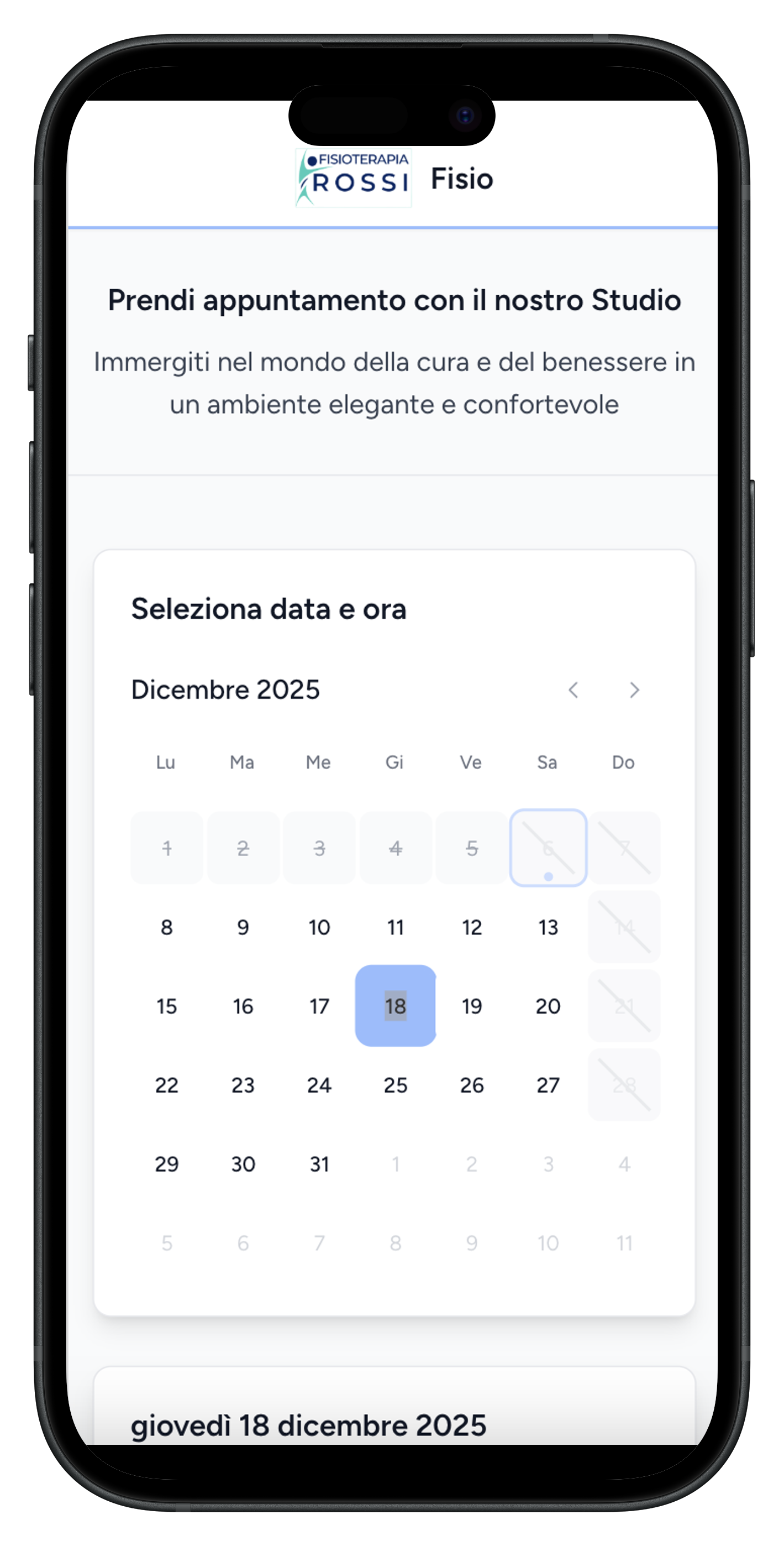 PrenotaLink pagina di prenotazione mobile
